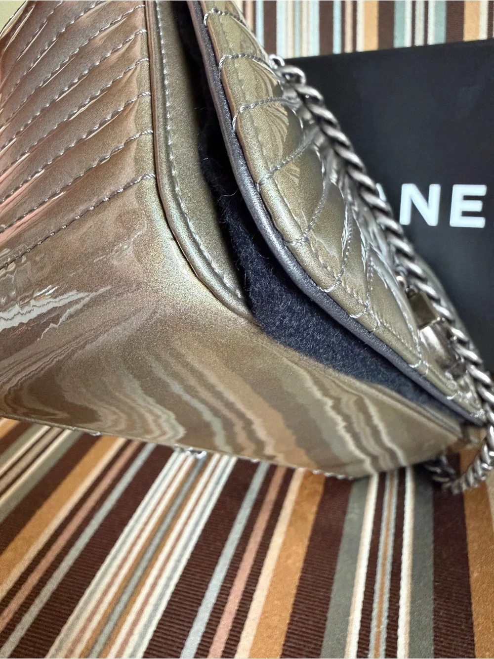 Chanel Coco Boyd Quilted Patent Leather Flap Bag in Dark Gray